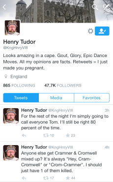 Henry Tutor is on Twitter and he is absolutely hilarious. Carry him with you on thego and enjoy his playful quips throughout your day (and in 140 characters or less!)
